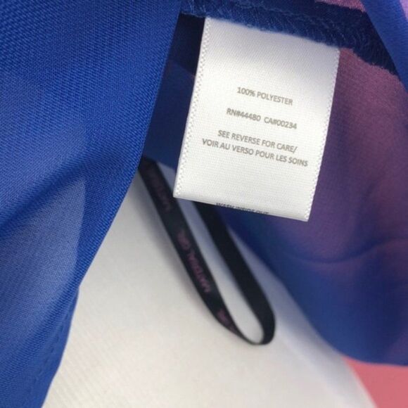 Material Girl Sheer Royal Blue Sequin Flowy Crop Top - Picture 8 of 8